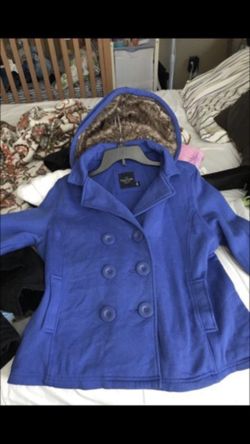 Blue hooded jacket