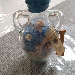 Glass Vase With Blue Potpourri Rocks