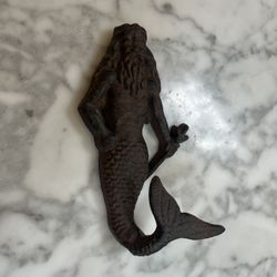 Metal Merman Mermaid Wall Hook, Beach Decor