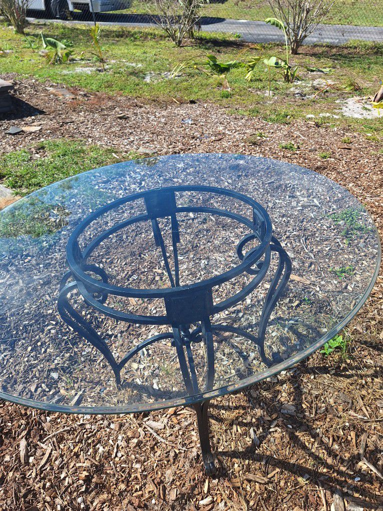 Black Metal Table With Glass Top