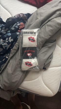 White chrome heart socks