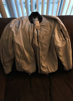 Brand new "light grey bomber jacket" size large
