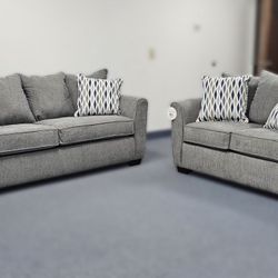 Harris Gray Sofa And Loveseat! 