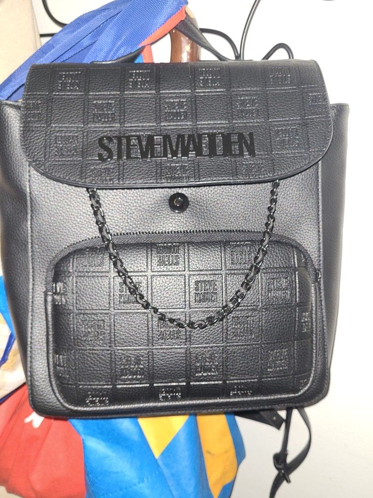 Steve Madden Black Jewel Strap Backpack 