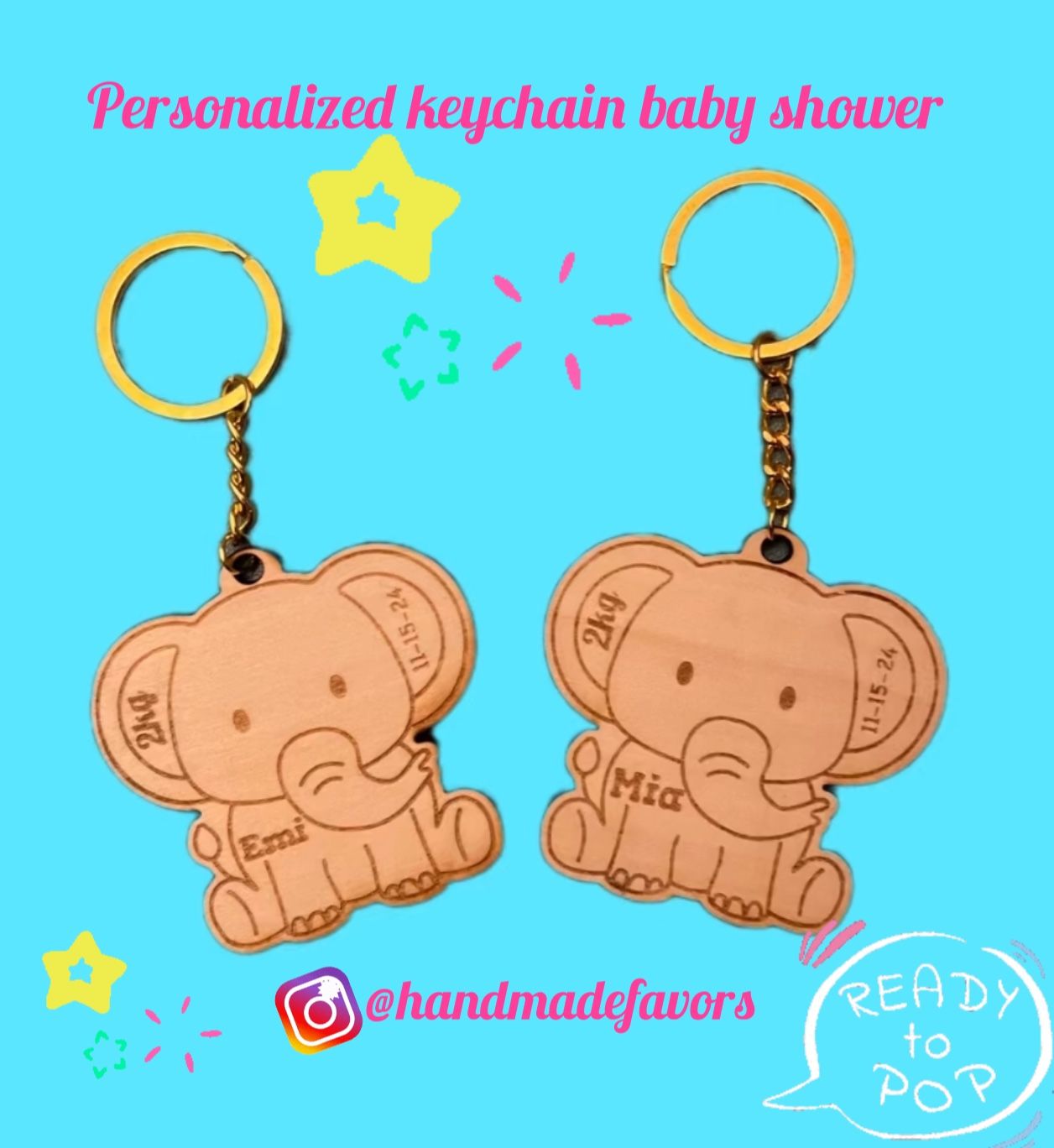 Laser engraved, Personalized Keychain, Baby Shower, Keychain Wedding