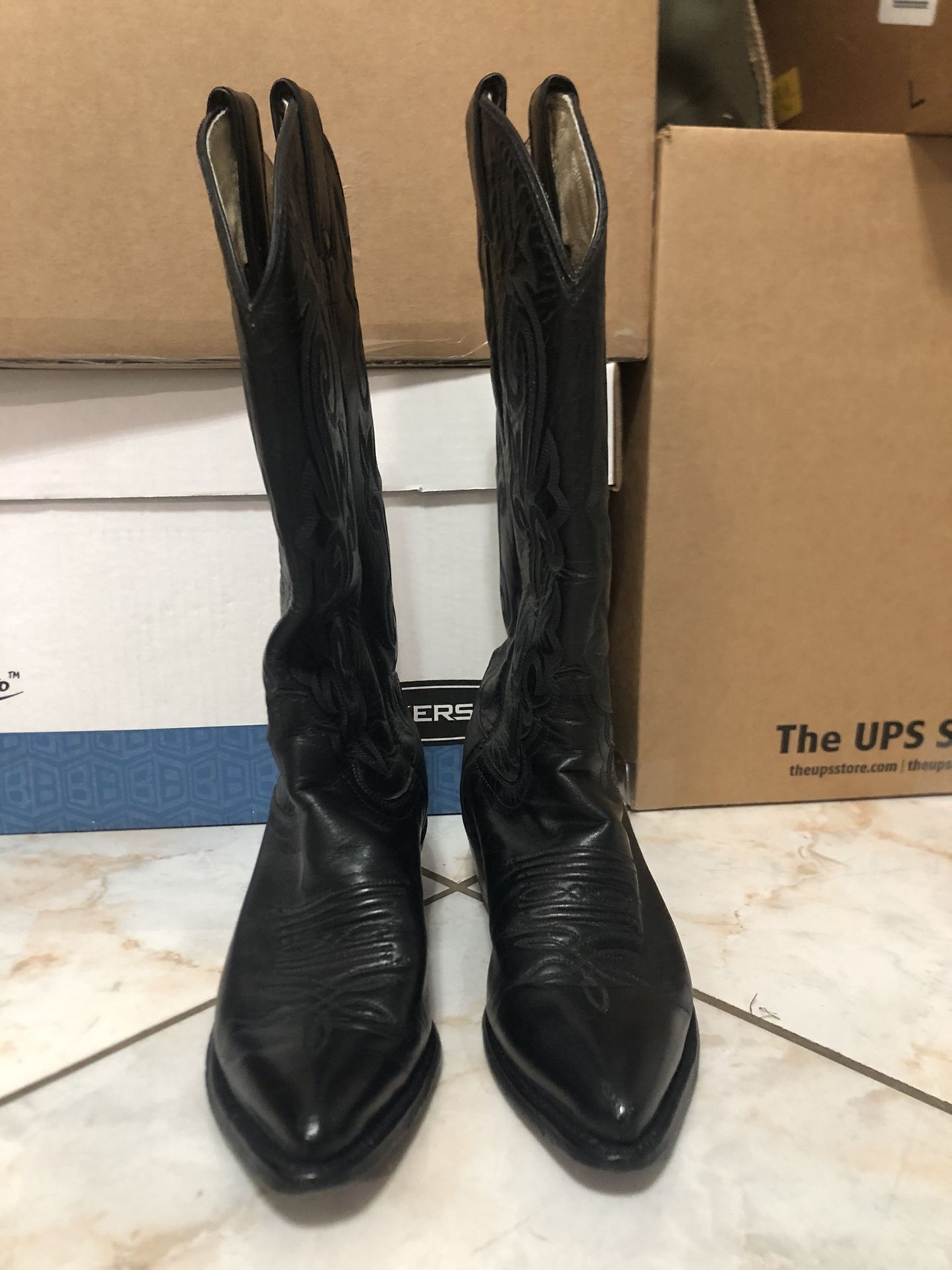 JUSTIN Black Cowboy Boots Women's Size 5