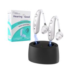 Hearing Aids for Seniors, Hearing Aids Rechargeable with Noise Cancelling and Volume Control, Hearing Amplifier for Adults Hearing Loss, Portable
