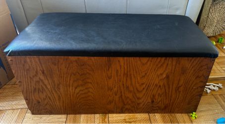 Wooden Storage Bench with Padded Top