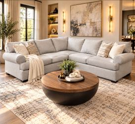 L-Shaped Sectional Sofa Light Gray