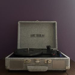 Woven Gray Victrola Record Player 