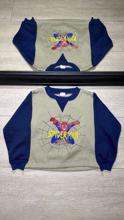 Vintage 1990s Toddlers Embroidered Spiderman SpellOut Crewneck Sweatshirt