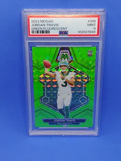 2024 Mosaic Jordan Travis Green Fluorescent Rookie 6/10 PSA9 