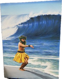 Tropical Hula Dancer Painting – 24x32 Beach Ocean Wall Art
