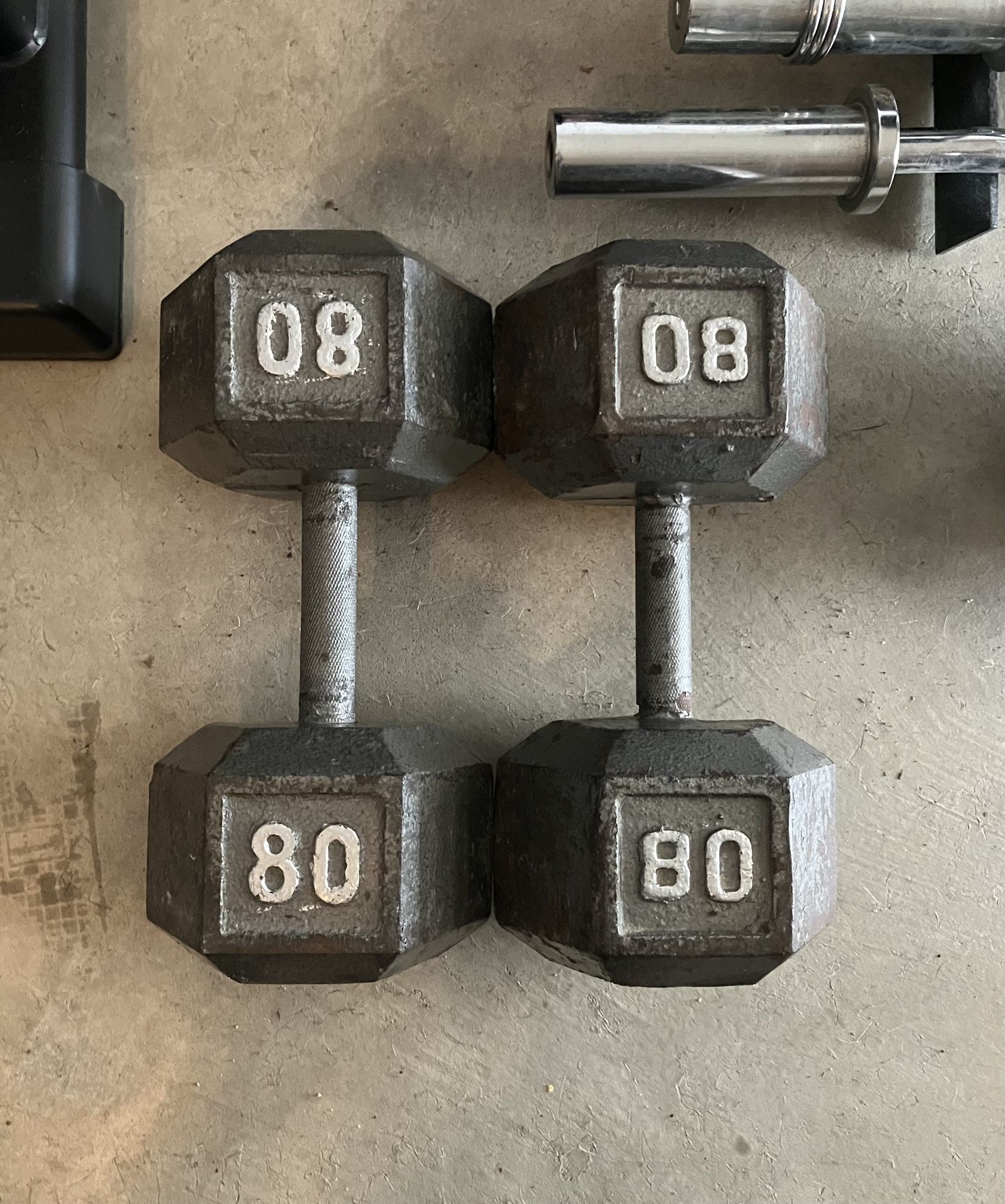 80 lb dumbbells 80lb 80lbs dumbbell set lbs Cast Iron hex weights weight pair pounds pound Heavy