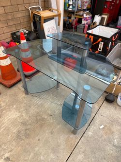Glass computer desk