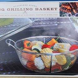 STAINLESS STEEL BBQ GRILLING BASKET 