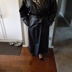 Womans long leather jacket