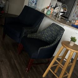  The Furniture Co. Fully Cushioned Sofa Set Lounge Chair Strong Sagwan Wooden Legs Premium Fabric Living Room | Bed Room | Drawing Room Chair (Navy Bl