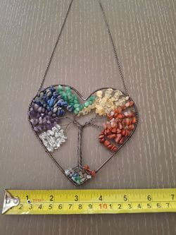 Chakra crystal heart rapped in copper