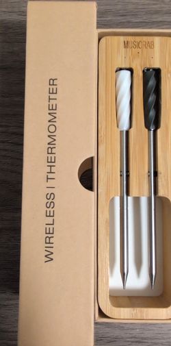 Wireless Meat Thermometer - 2 Probes with Bamboo Case
