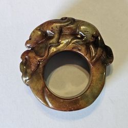 Amazing Nephrite Jade Hand-Carved Totem Ring 13.5