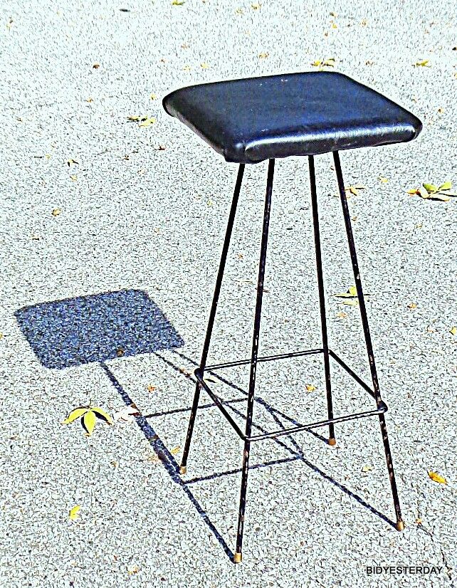 Mid century black metal kitchen or bar stool
