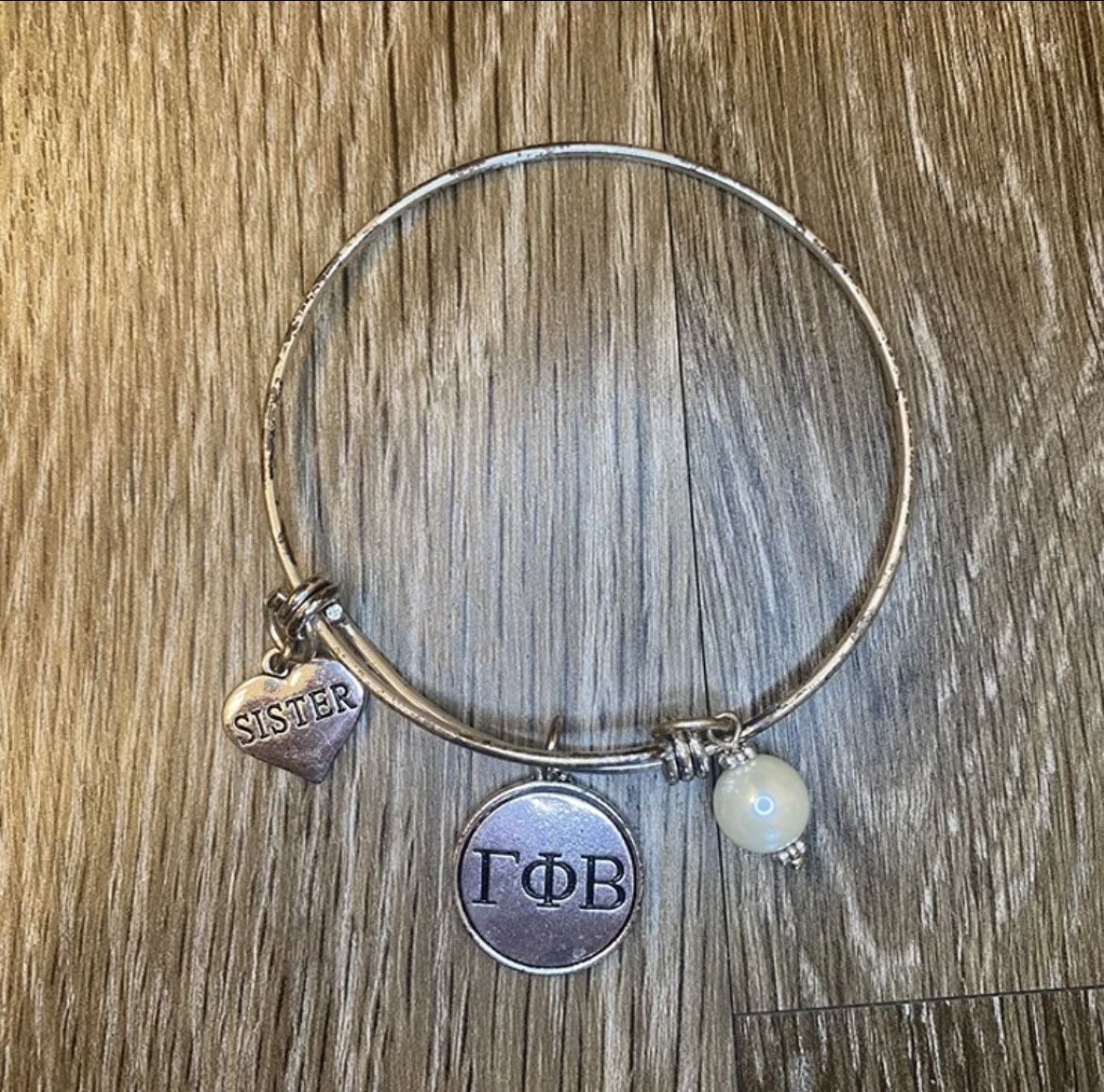 Gamma Phi Beta Silver Charm Bracelet