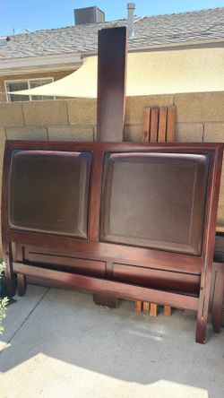 Queen wood bed frame headboard