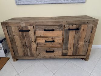 63” Solid Pine Wood Reclaimed Sideboard Buffet Console