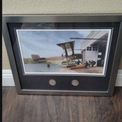 Model 1B and First Flight Framed Picture with Coins