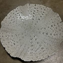 Fancy White And Silver Round Tray