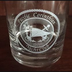Pacific Corinthian Yacht Club Etched Rocks Glass