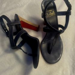 Christian Louboutin Navy Sandal Heels 