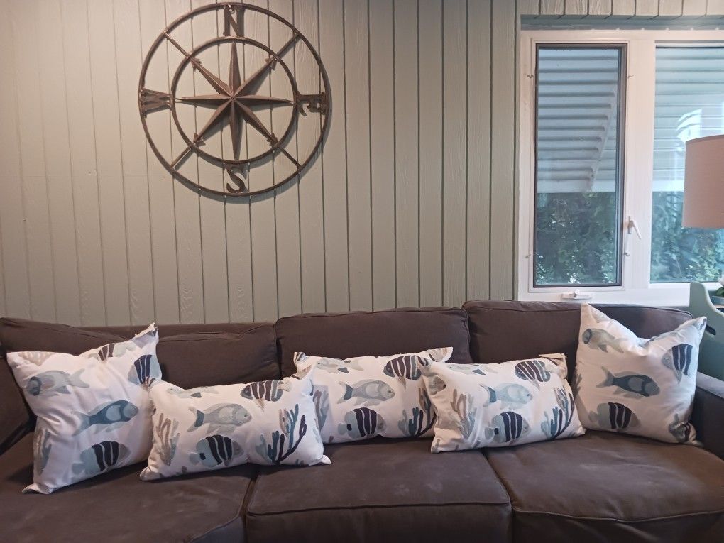 Costal Textured Fish Throw Pillows