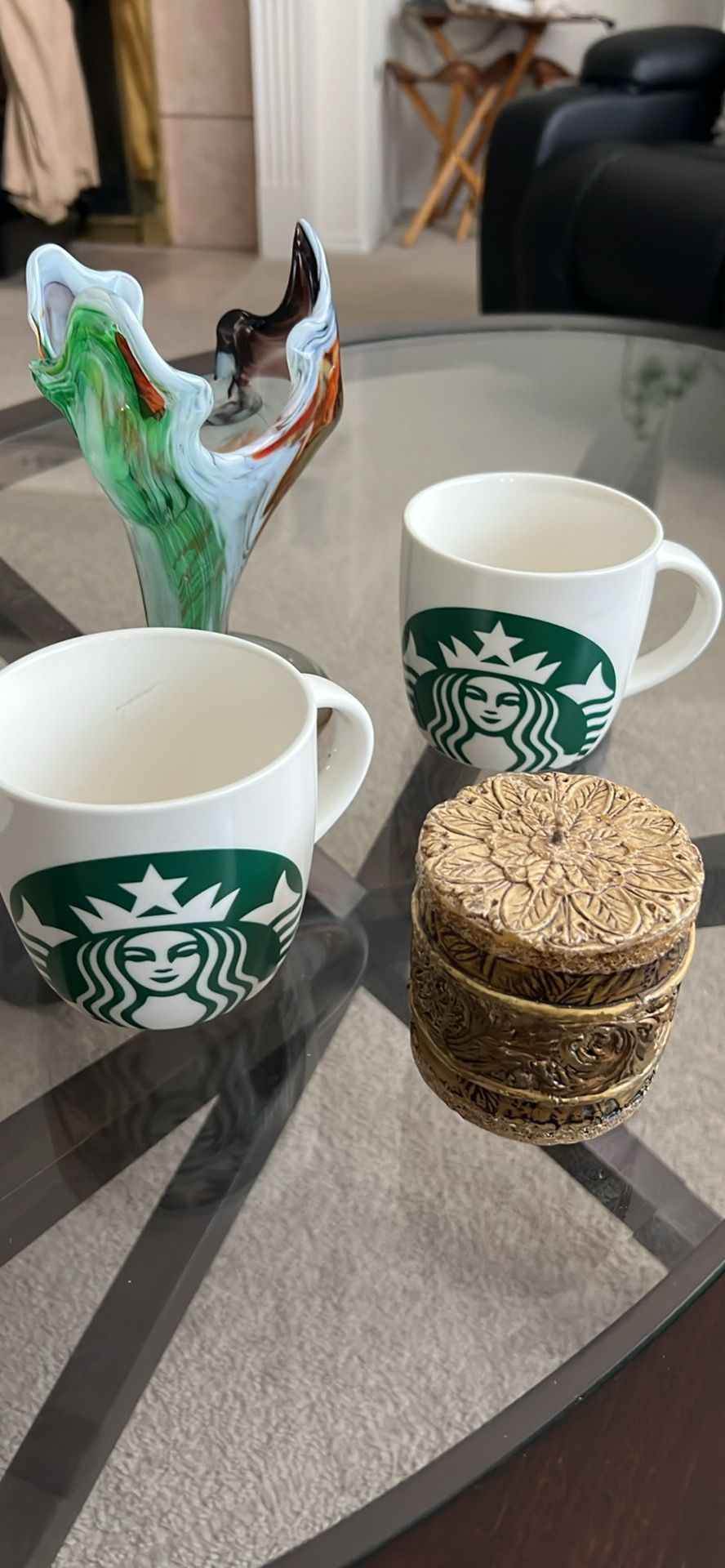 Starbucks Coffee Mugs, Christmas Candle And Festive Vase