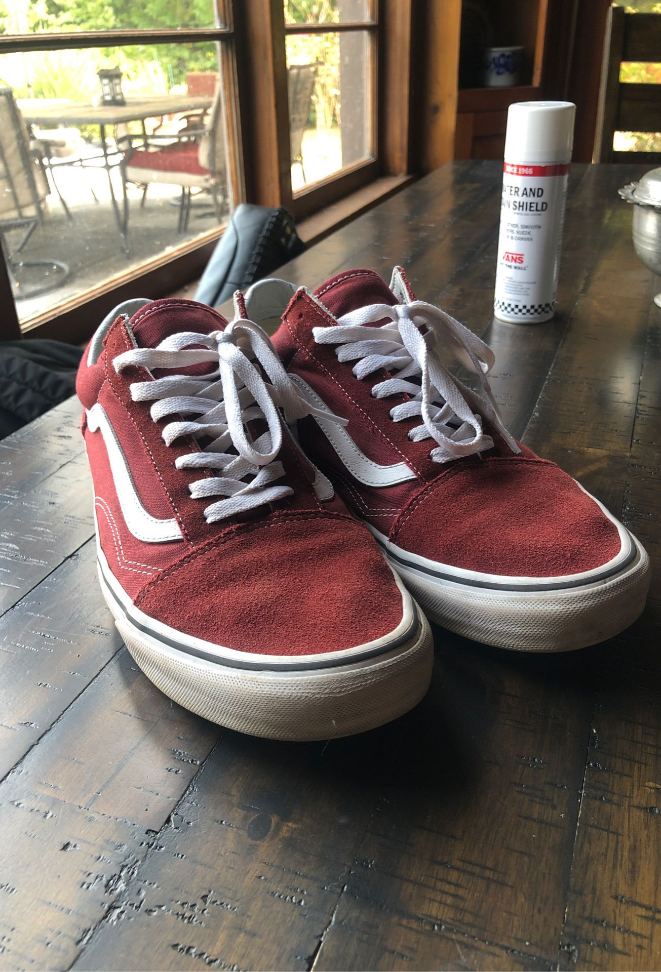 Burgundy old skool vans , -Slightly worn but in