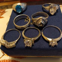 7 silver rings