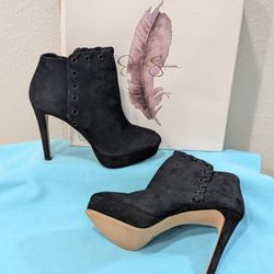 Jessica Simpson Black Suede Leather High Heel Ankle Boots Size 8.5