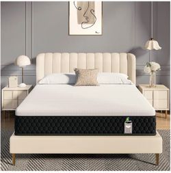 JEEKEA Full Size Mattress, 10 Inch Innerspring Hybrid Mattress in a Box with Memory Foam for Back Pain Relief, Medium Firm Matress with Motion Isolati