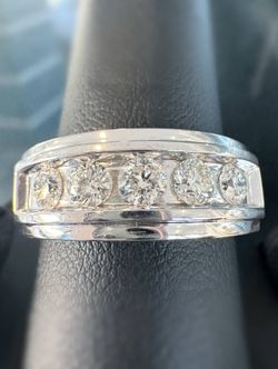 MGW 10k solid white gold 1.2 CTW Natural Diamond wedding band channel set men’s ring size 9.5