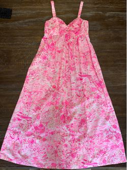 Lilly Pulitzer bright pink pattered midi/maxi dress
