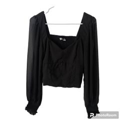 Abercrombie & Fitch Long Sleeve Ruched Sweetheart Top MEDIUM