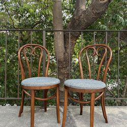 Vintage Mid Century Modern Gray Tweed Bistro Chairs Set of 2