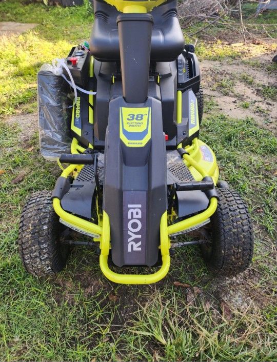 48 volt ryobi riding mower 38 inch with battery 100 ah and charger