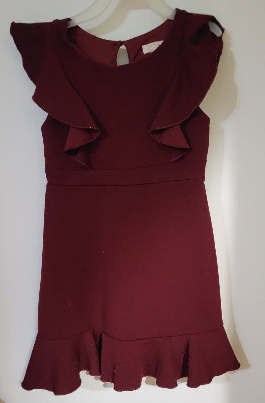 Girl 6t Burgundy Ruffled Sleeveless Dress