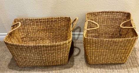 2 Large Woven Seagrass Storage Baskets