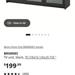 BRIMNES
TV unit, black, 70 7/8x16 1/8x20 7/8 " With Glass Top