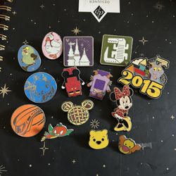 14 Random Disney Pins Bundle! Collectables, Hidden Mickeys, And More!