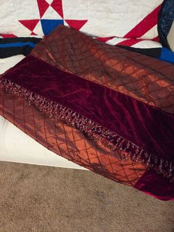 Burgundy Velvet and Satin Beaded thow