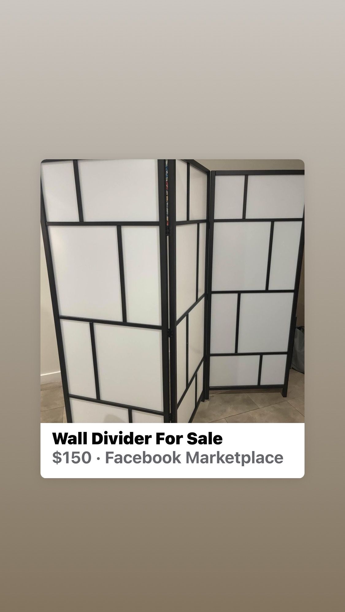 Wall Divider $150 Pickup Only